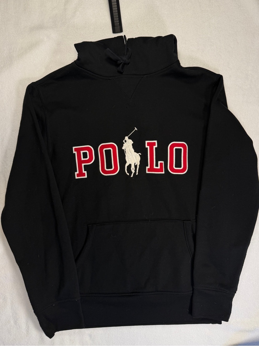 Polo Ralph Lauren Black Big Logo Pullover Sweatshirt Men’s Medium Hoodie
